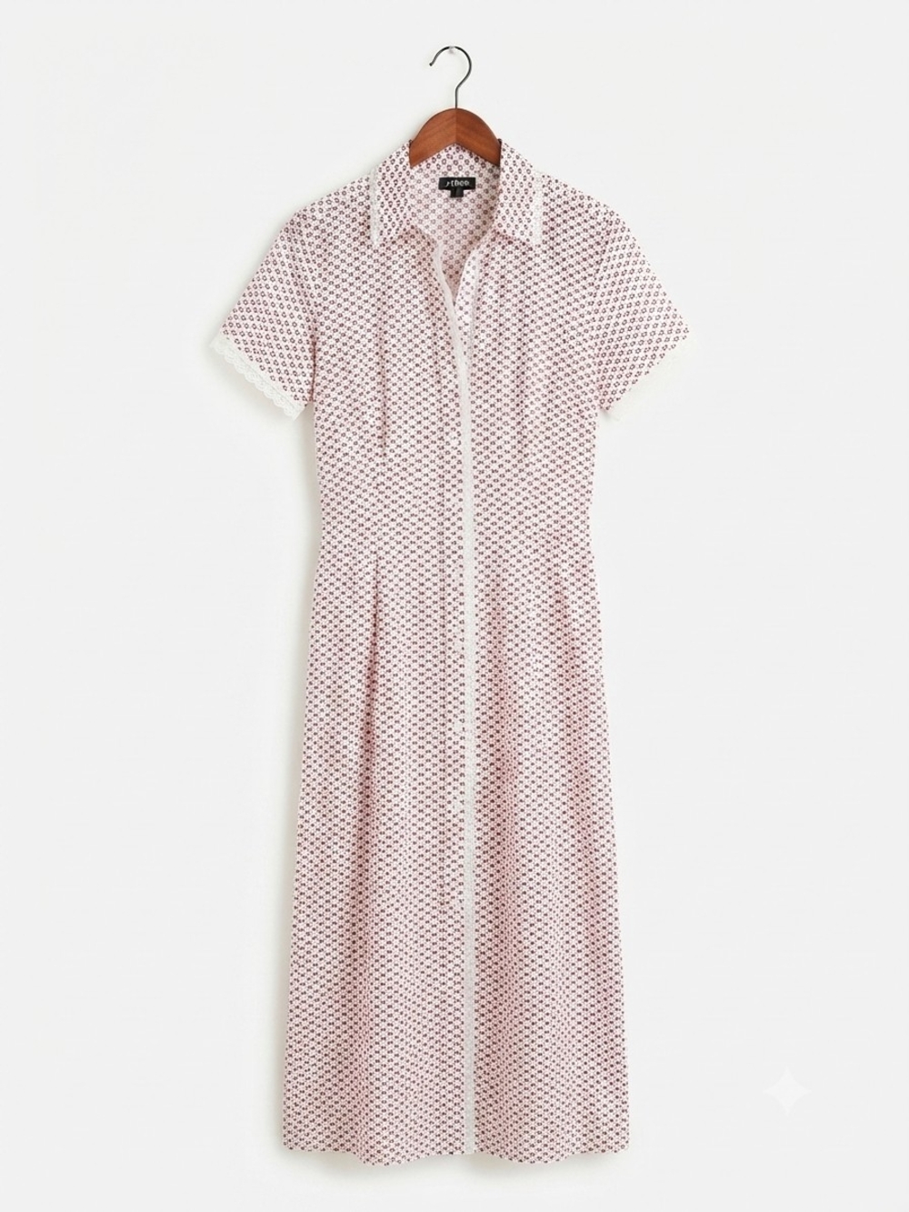 J. Crew Pink Patterned Collared Button-Front Midi Dress Size 12